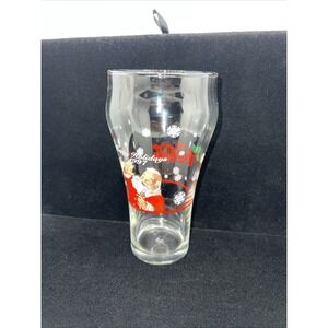 Coca Cola 1997 Christmas Happy Holidays Santa‎ Clause Pint Glass Cup Soda EUC